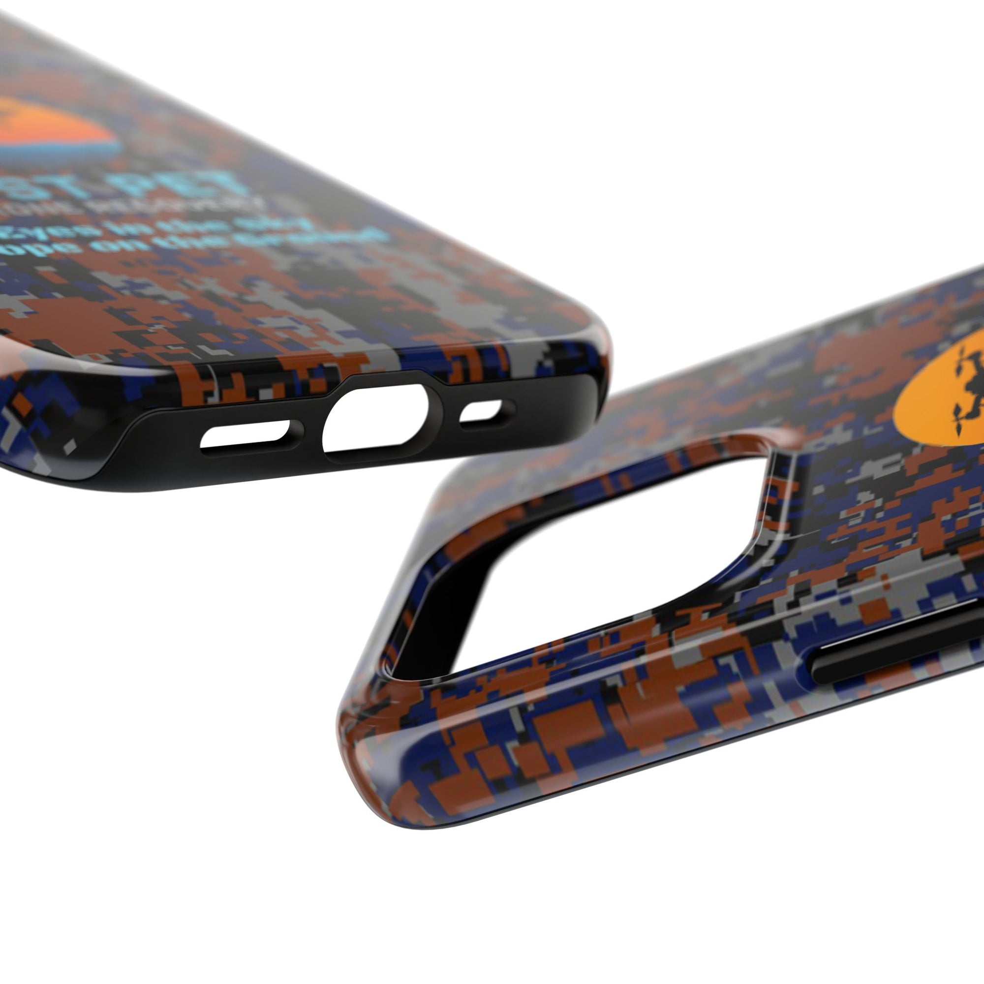 Lost Pet Drone Recovery Phone Case - Blue & Orange Camo