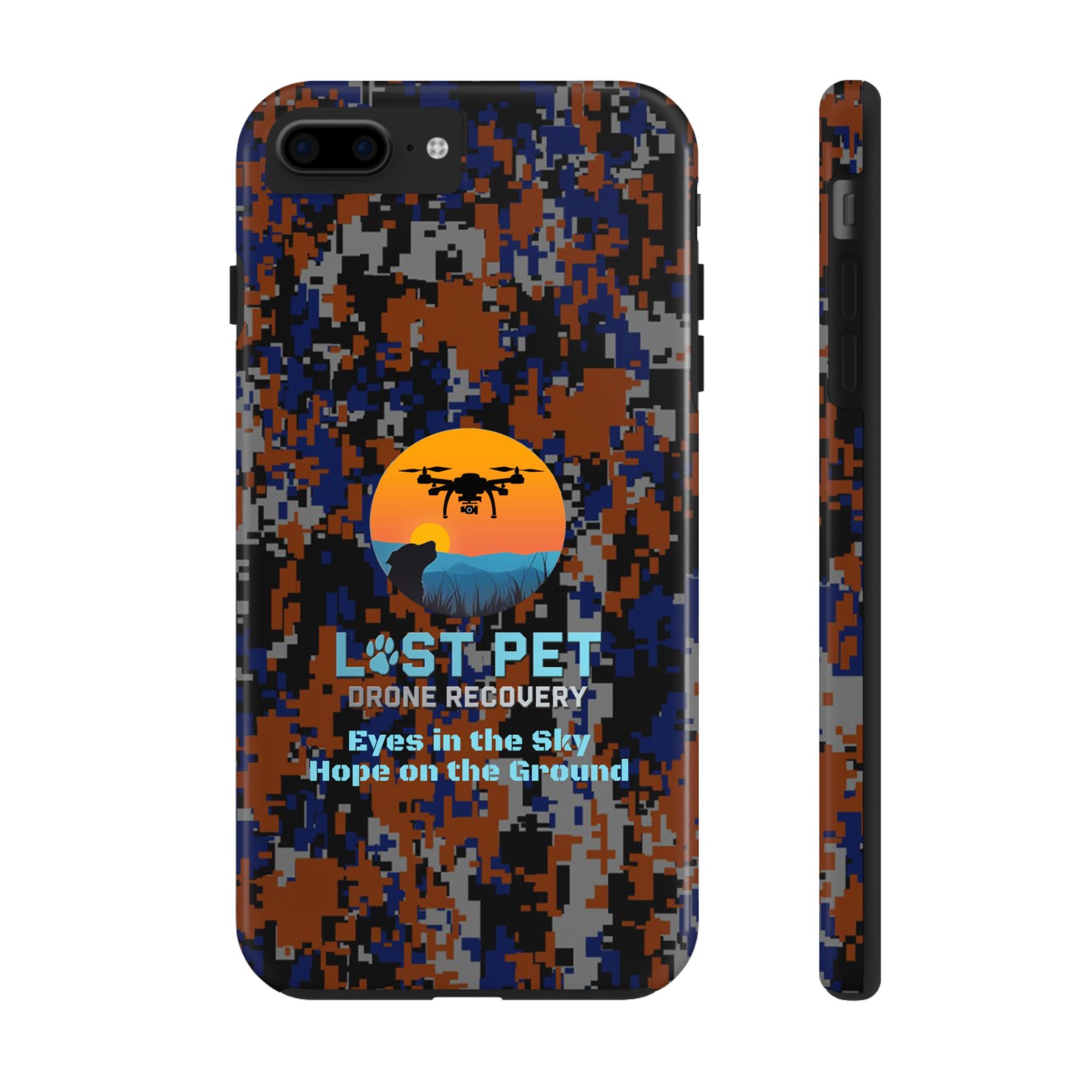 Lost Pet Drone Recovery Phone Case - Blue & Orange Camo