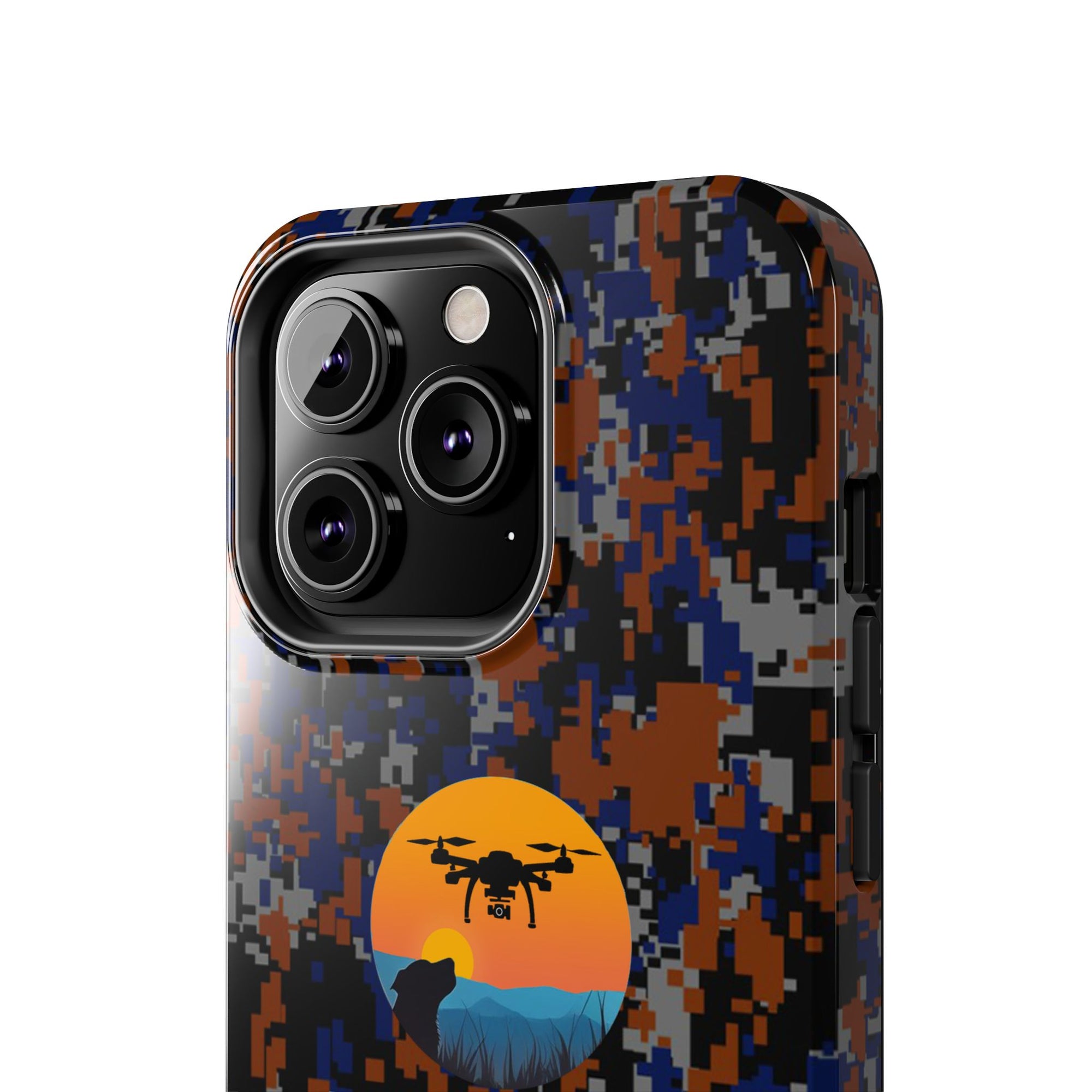 Lost Pet Drone Recovery Phone Case - Blue & Orange Camo