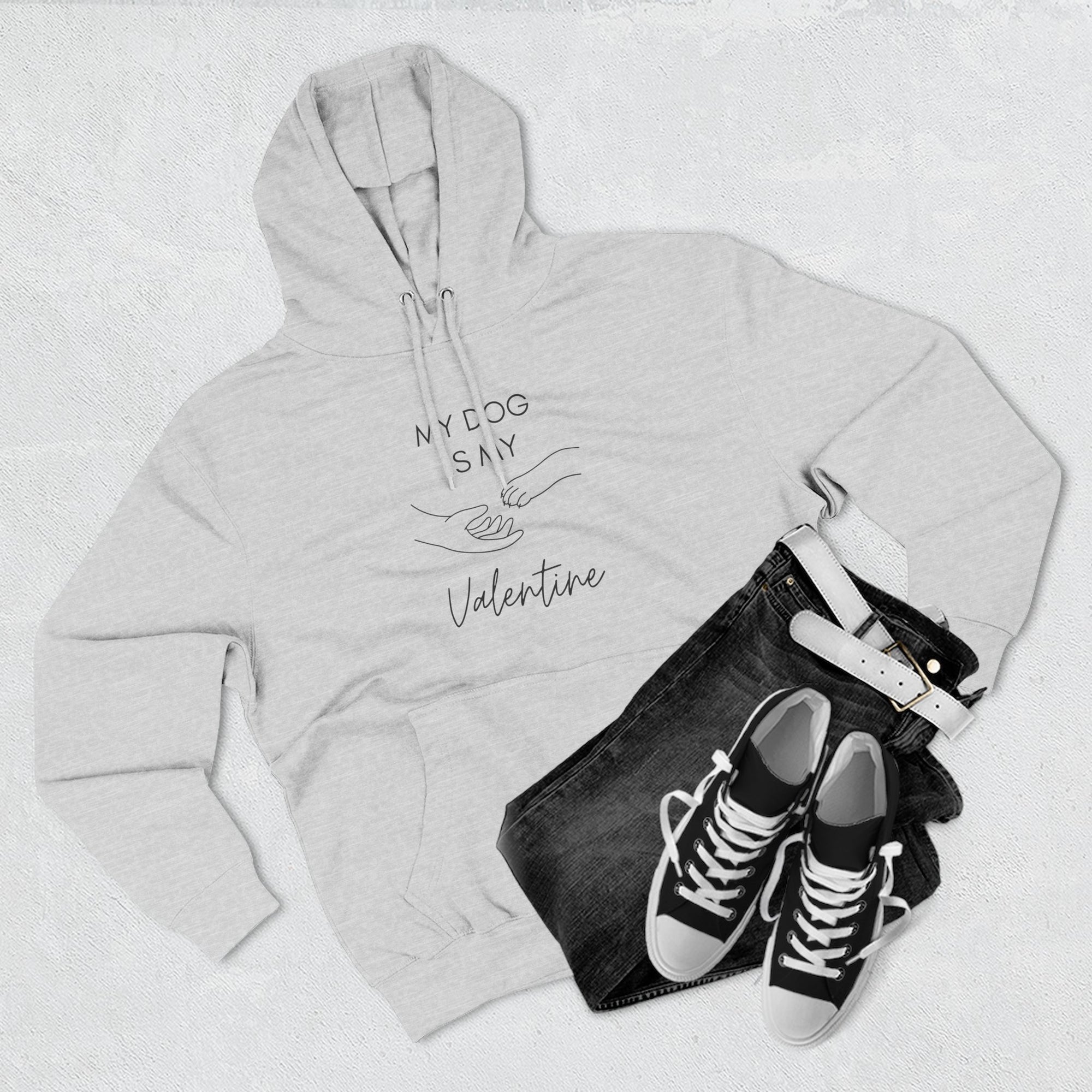Fleece Hoodie - My Dog is My Valentine - LPDR