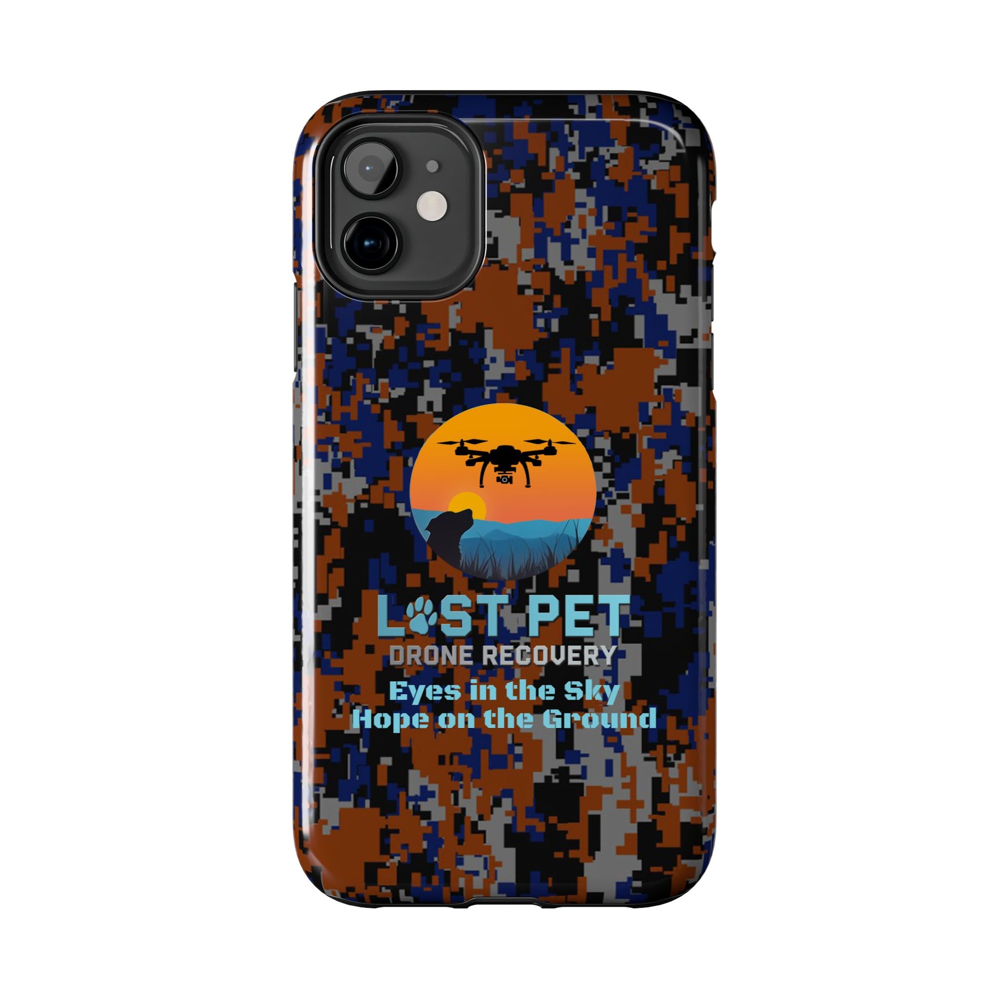 Lost Pet Drone Recovery Phone Case - Blue & Orange Camo