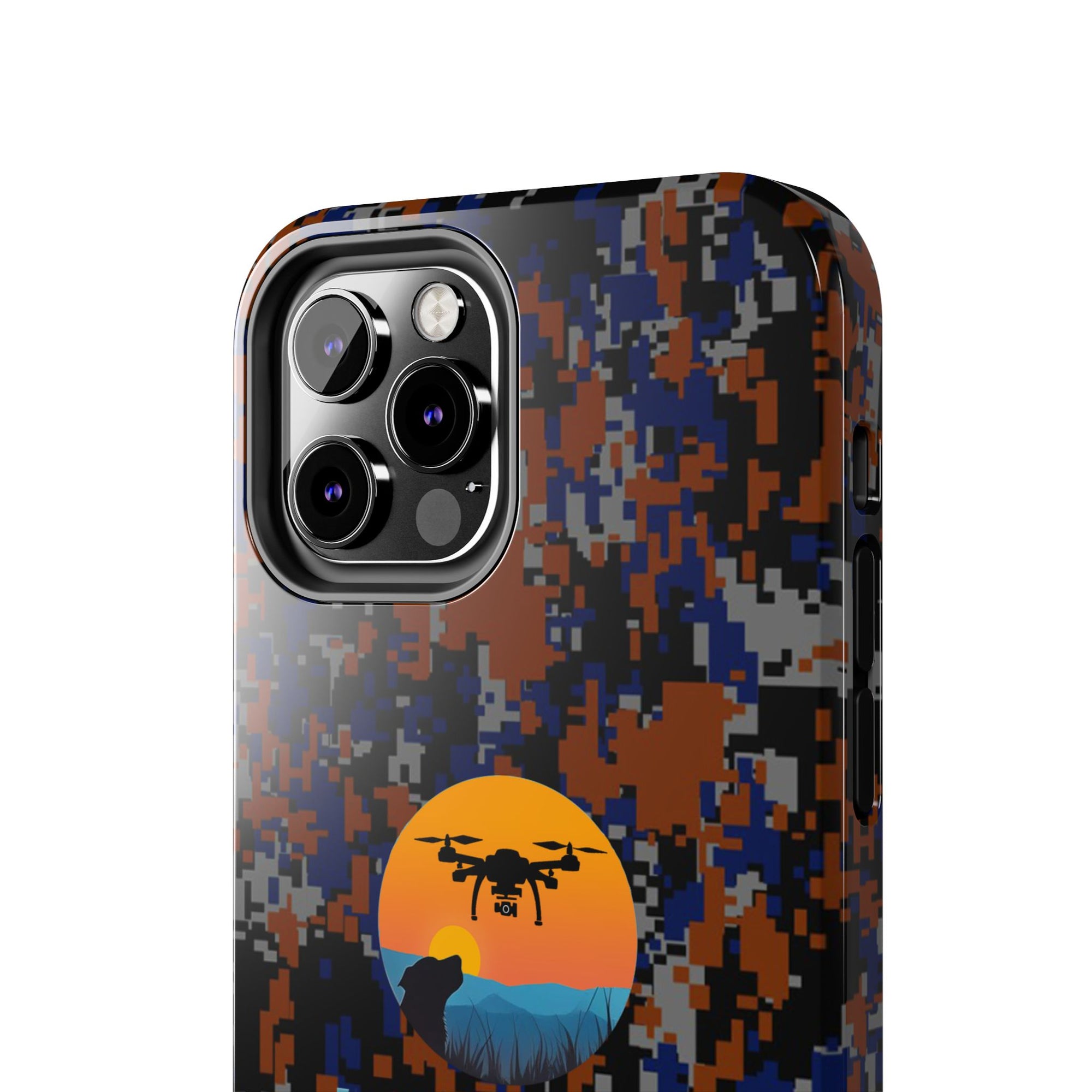 Lost Pet Drone Recovery Phone Case - Blue & Orange Camo