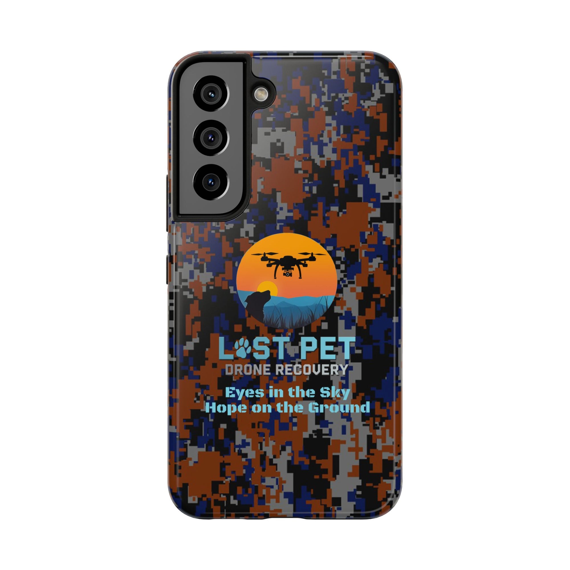 Lost Pet Drone Recovery Phone Case - Blue & Orange Camo