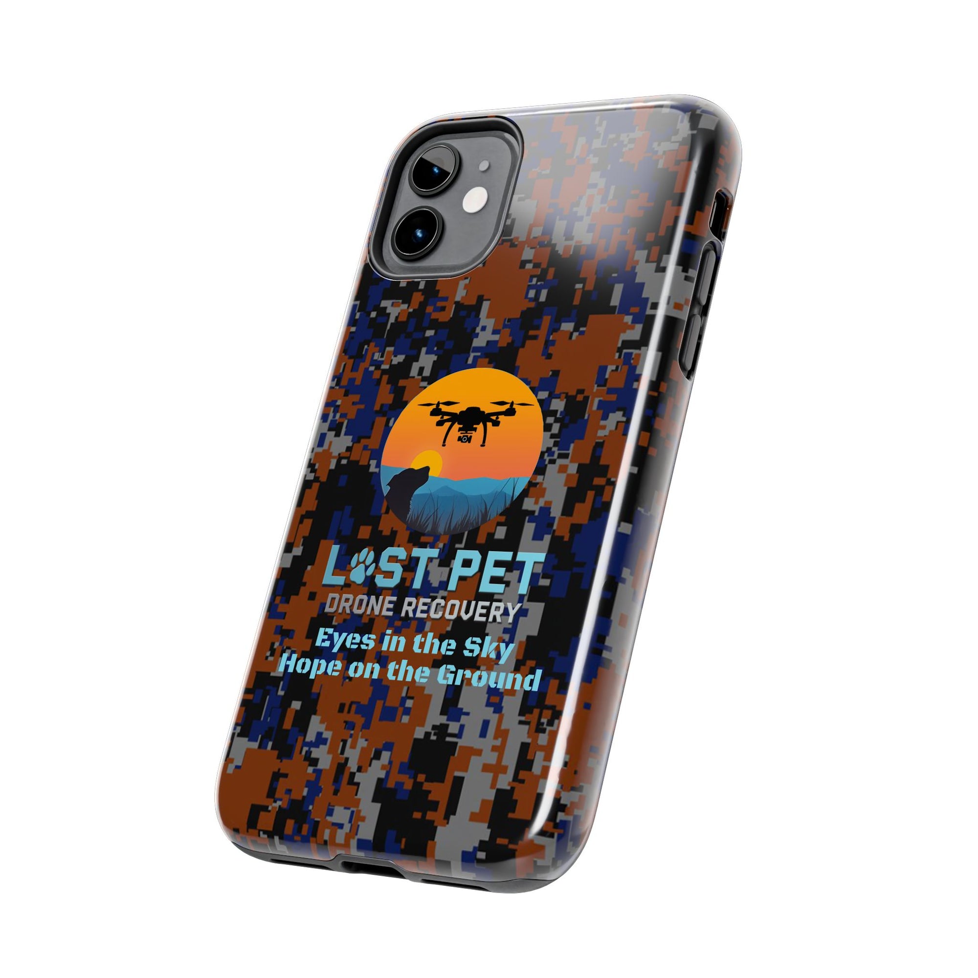 Lost Pet Drone Recovery Phone Case - Blue & Orange Camo