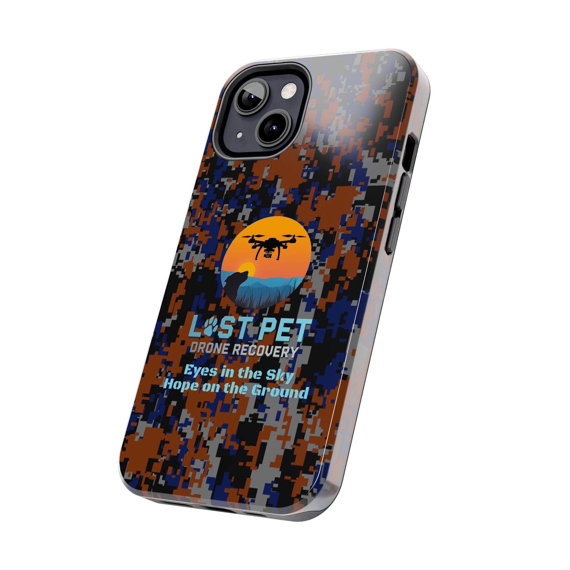 Lost Pet Drone Recovery Phone Case - Blue & Orange Camo