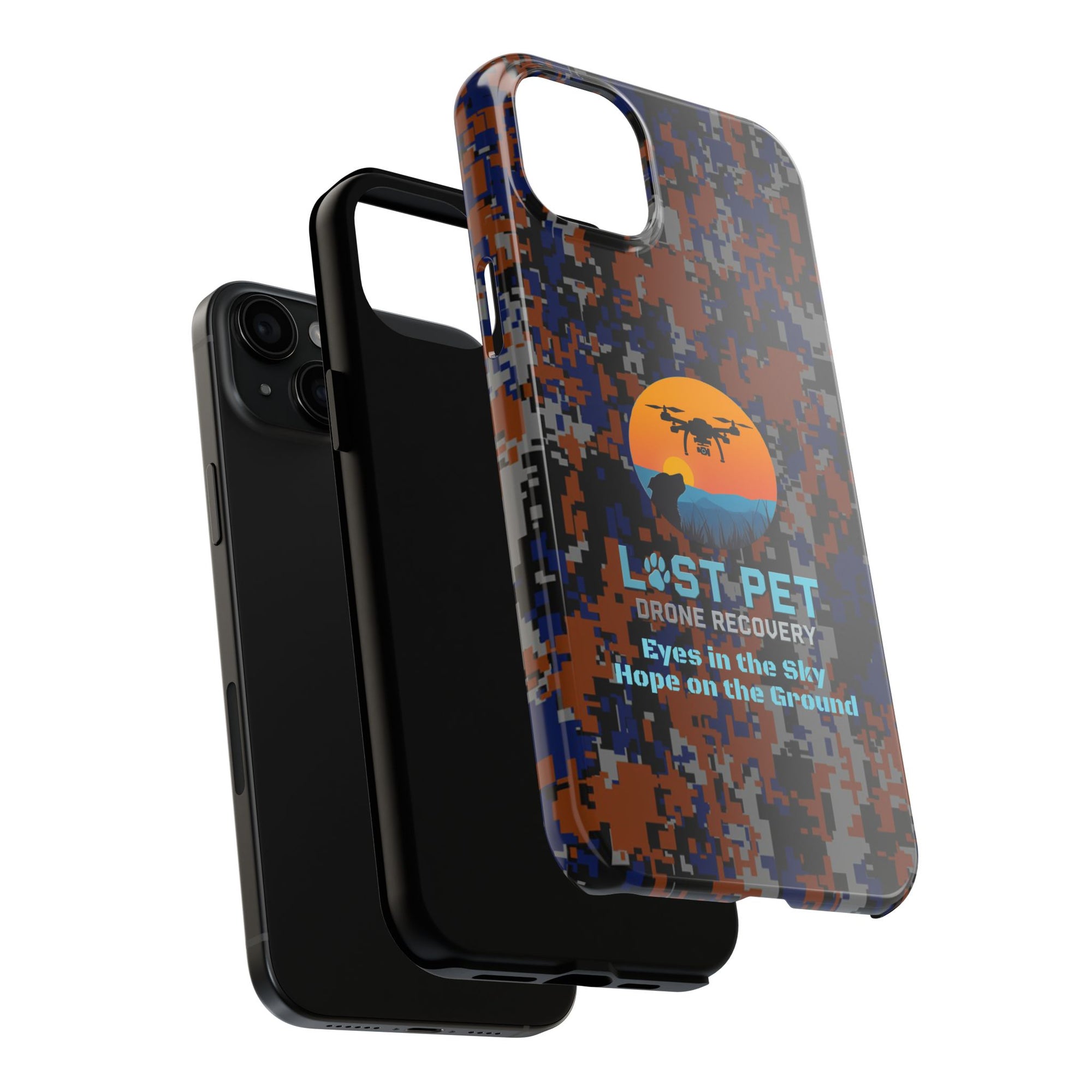 Lost Pet Drone Recovery Phone Case - Blue & Orange Camo