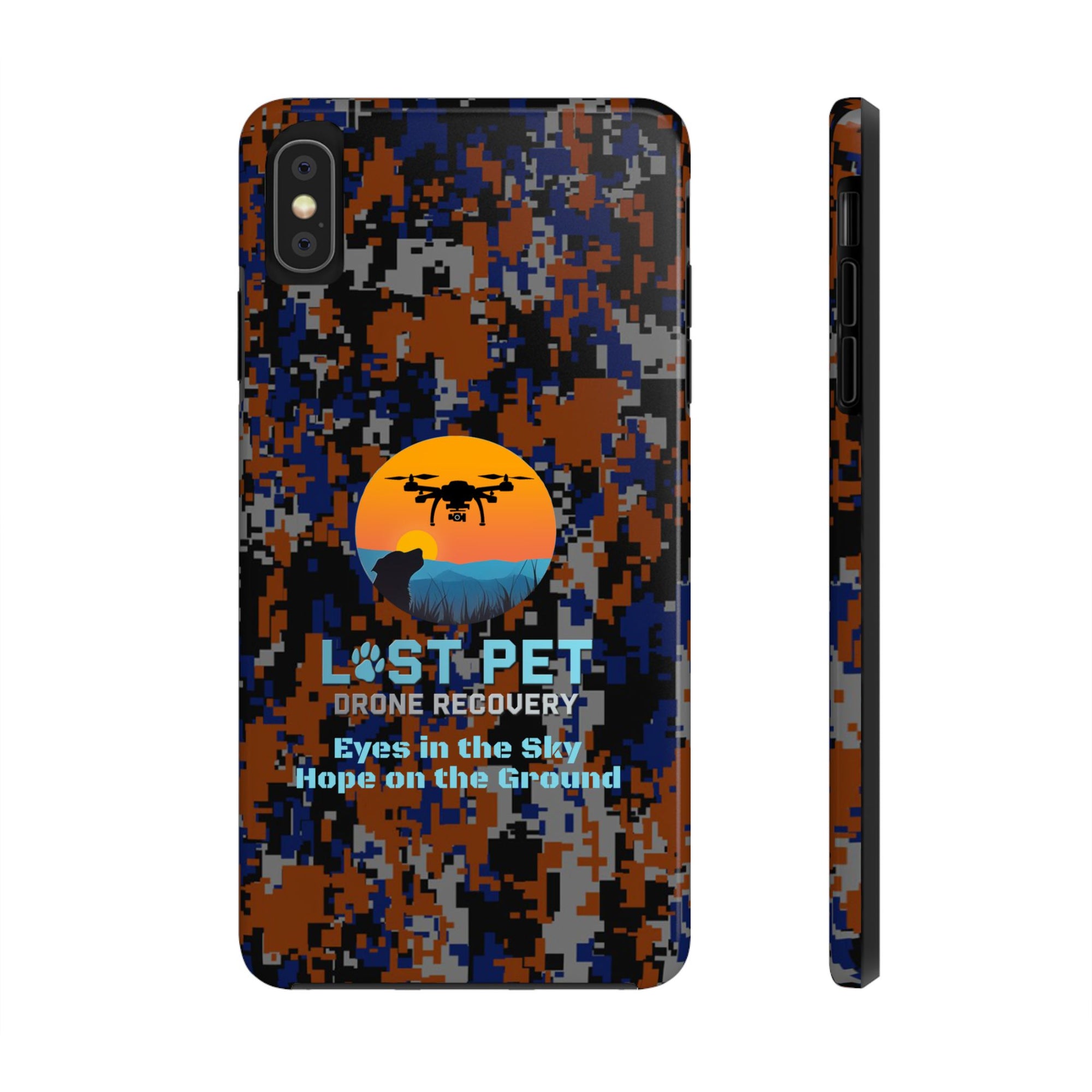 Lost Pet Drone Recovery Phone Case - Blue & Orange Camo