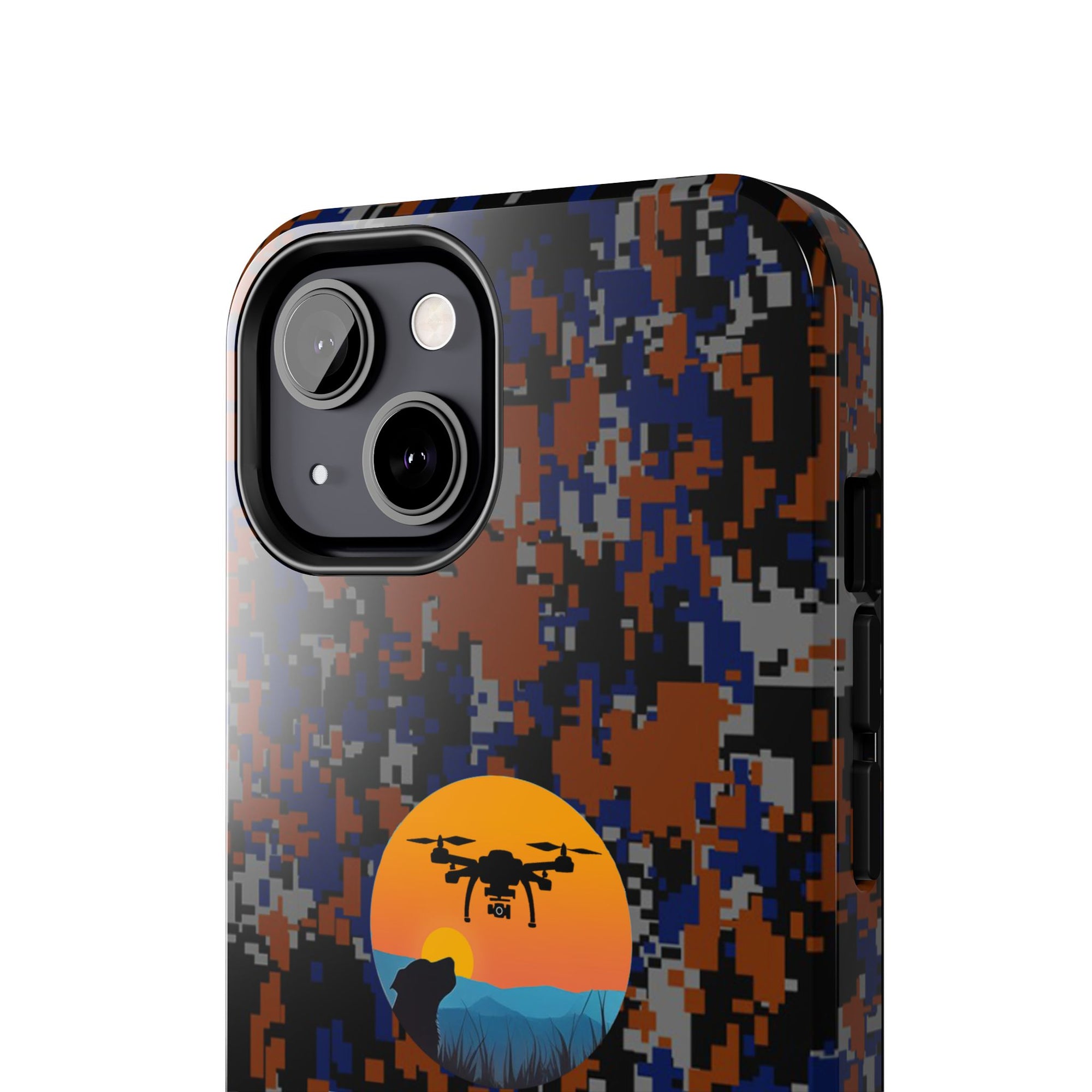 Lost Pet Drone Recovery Phone Case - Blue & Orange Camo