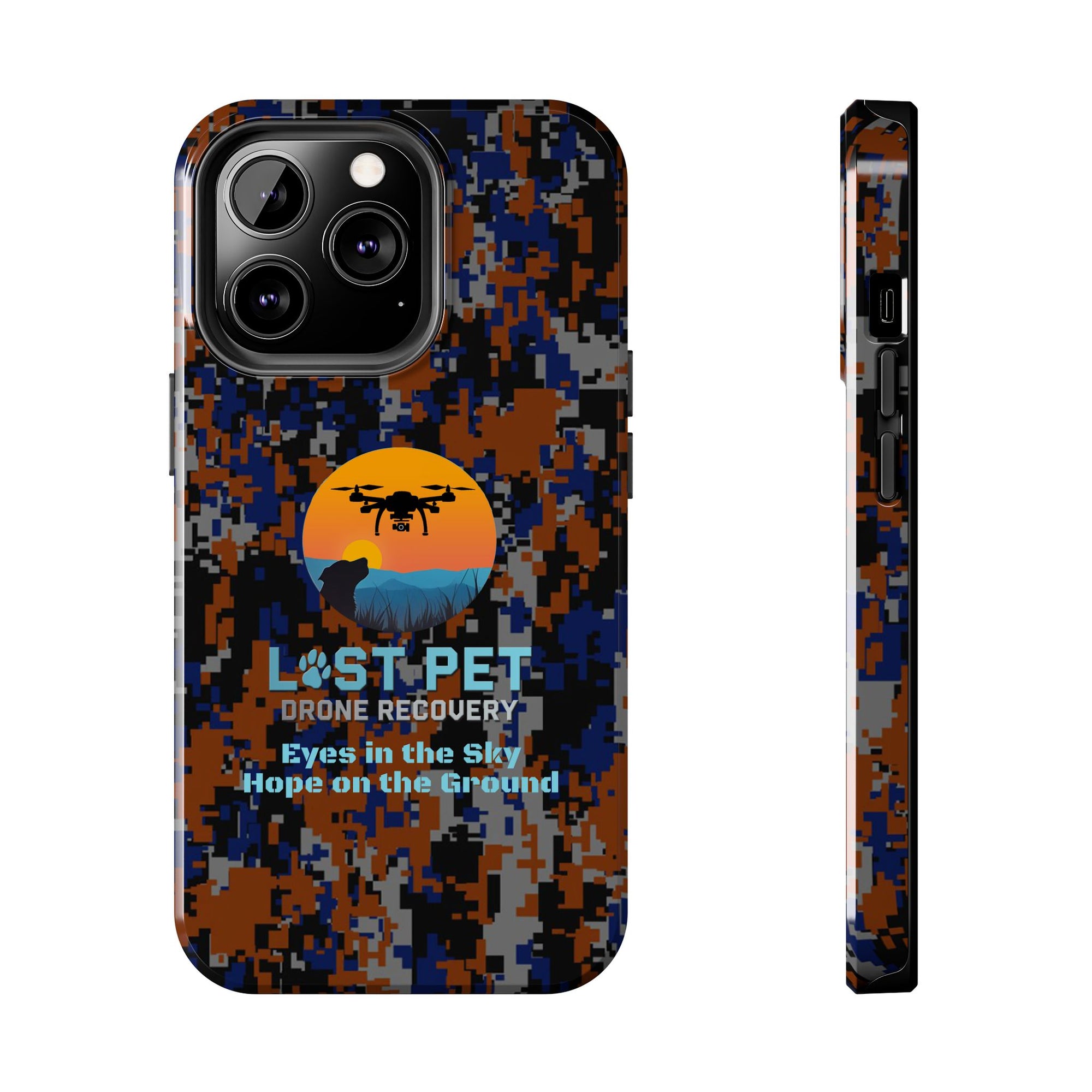 Lost Pet Drone Recovery Phone Case - Blue & Orange Camo