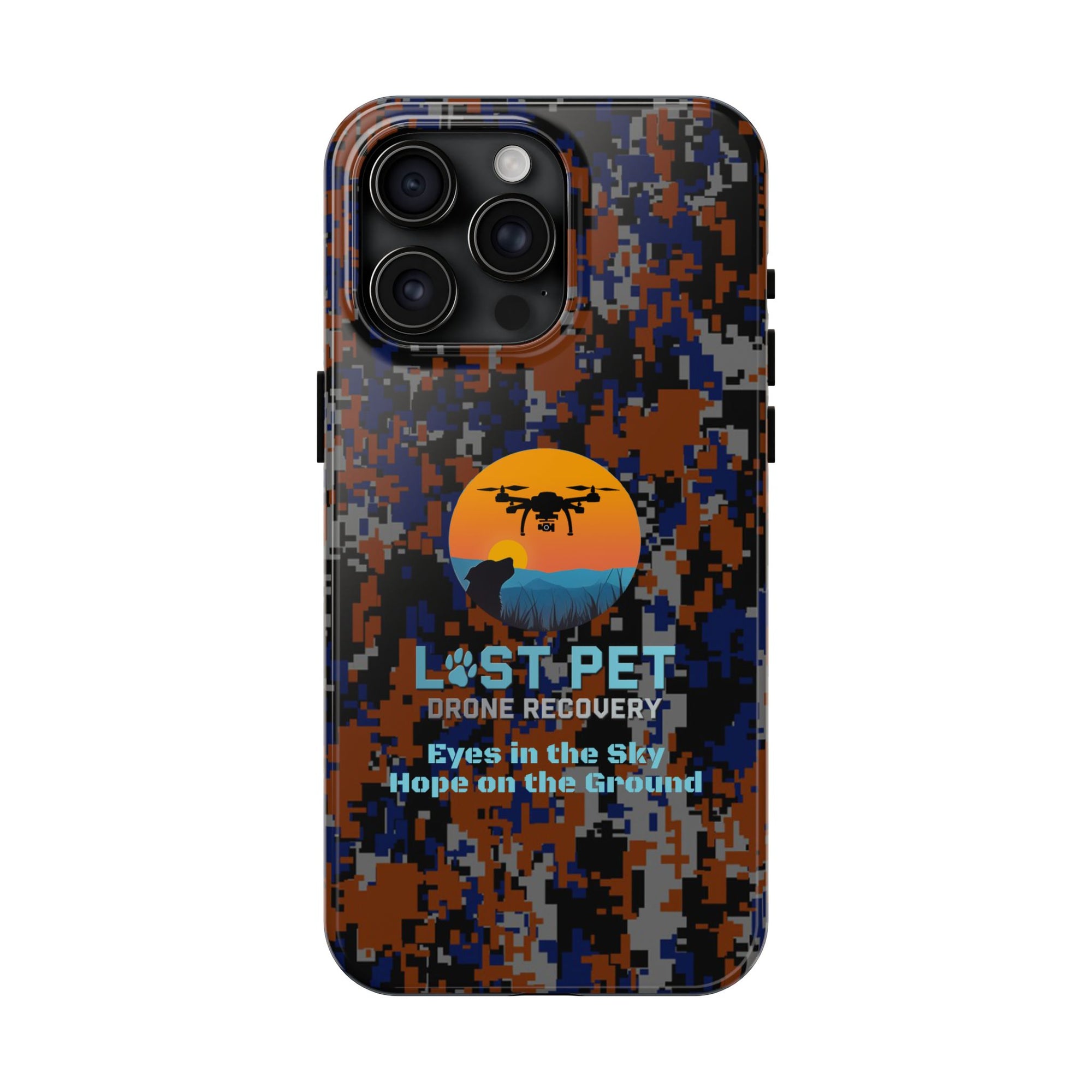 Lost Pet Drone Recovery Phone Case - Blue & Orange Camo