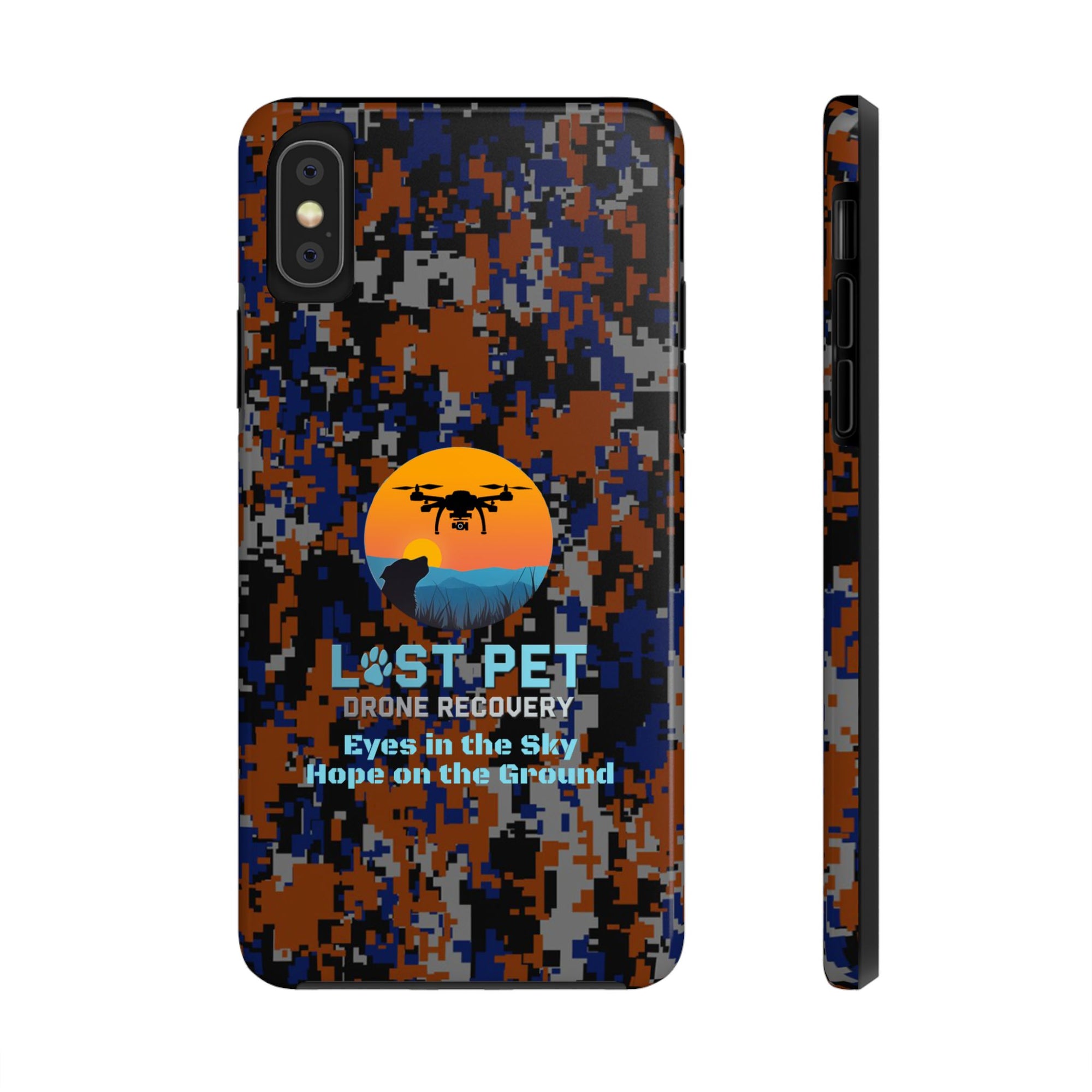 Lost Pet Drone Recovery Phone Case - Blue & Orange Camo
