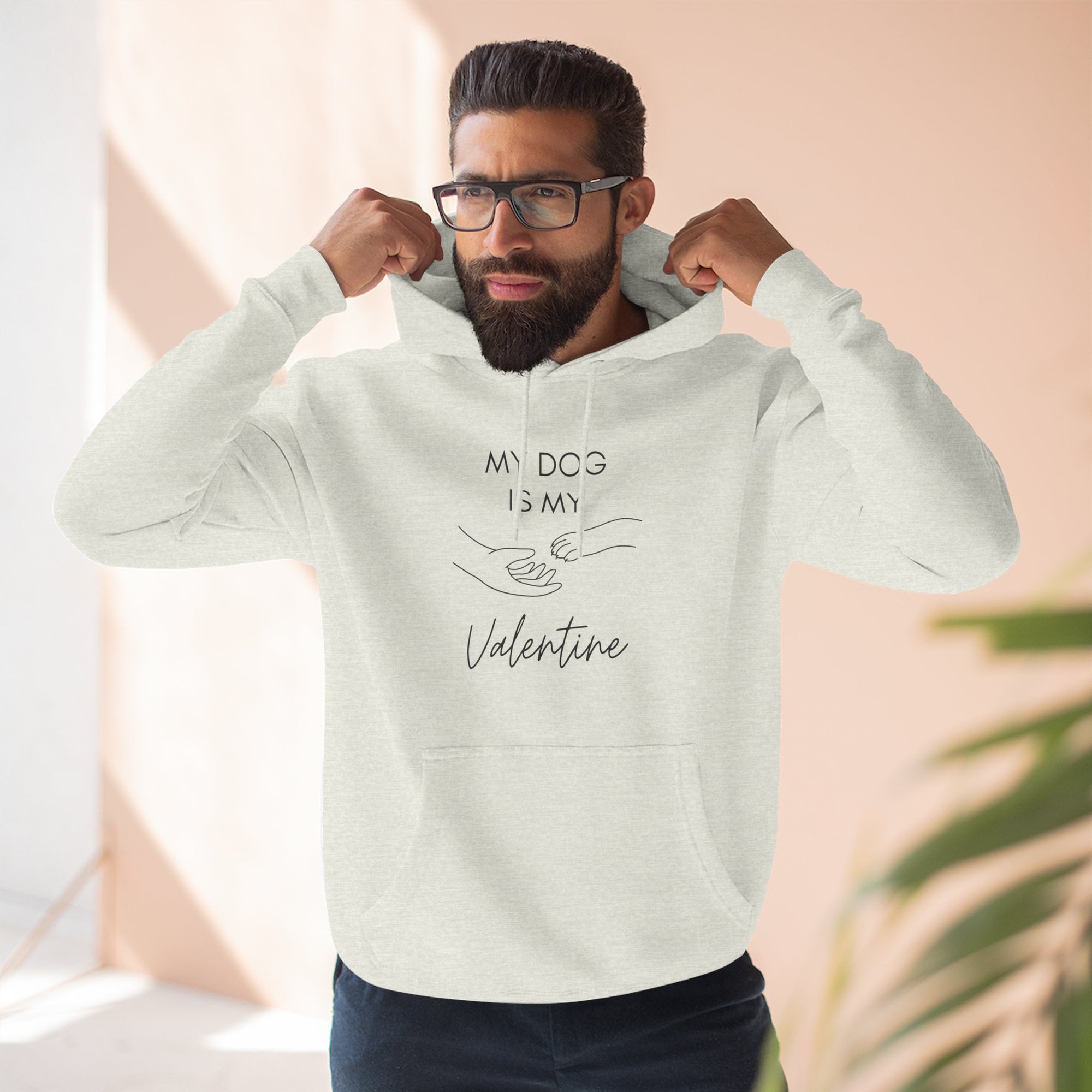 Fleece Hoodie - My Dog is My Valentine - LPDR