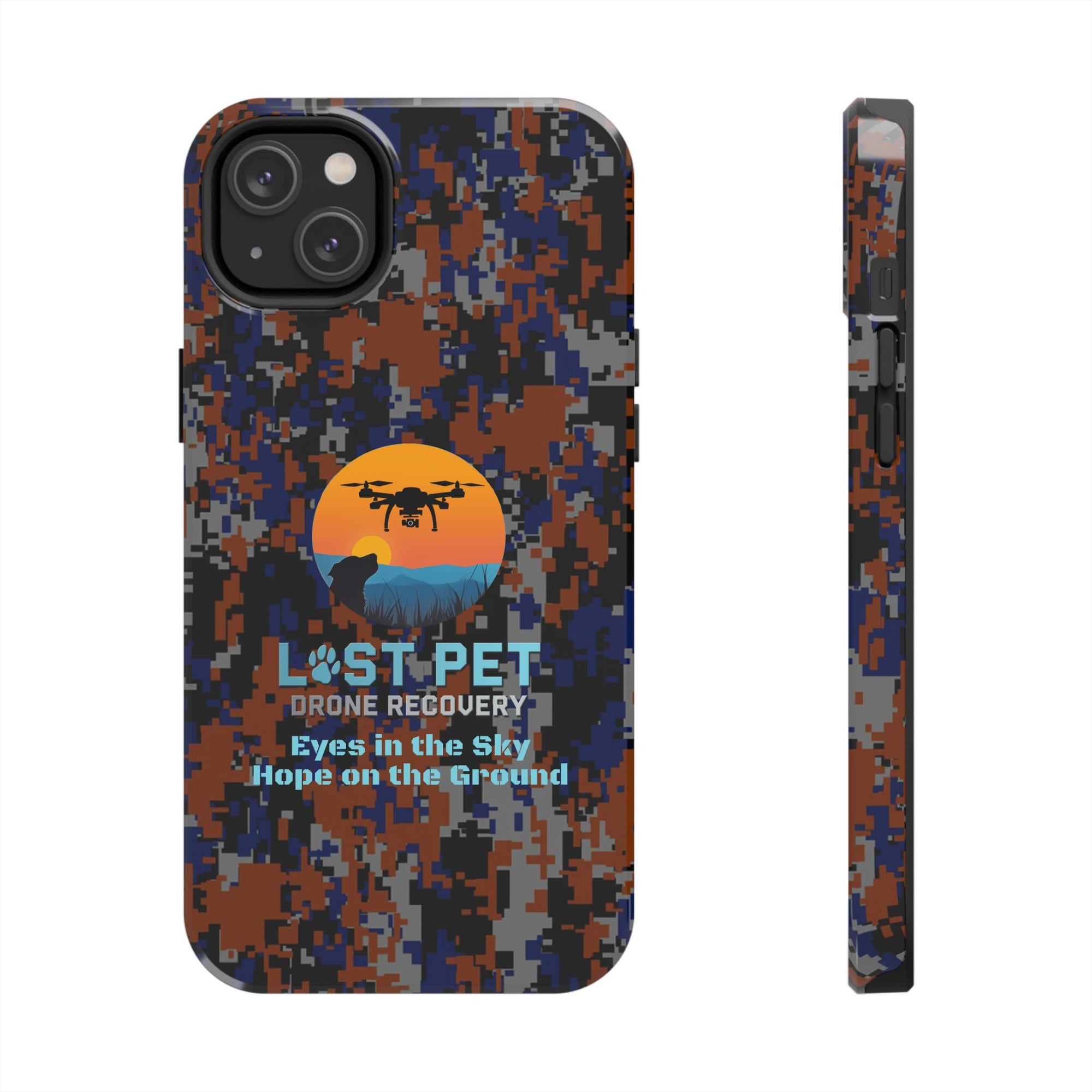 Lost Pet Drone Recovery Phone Case - Blue & Orange Camo