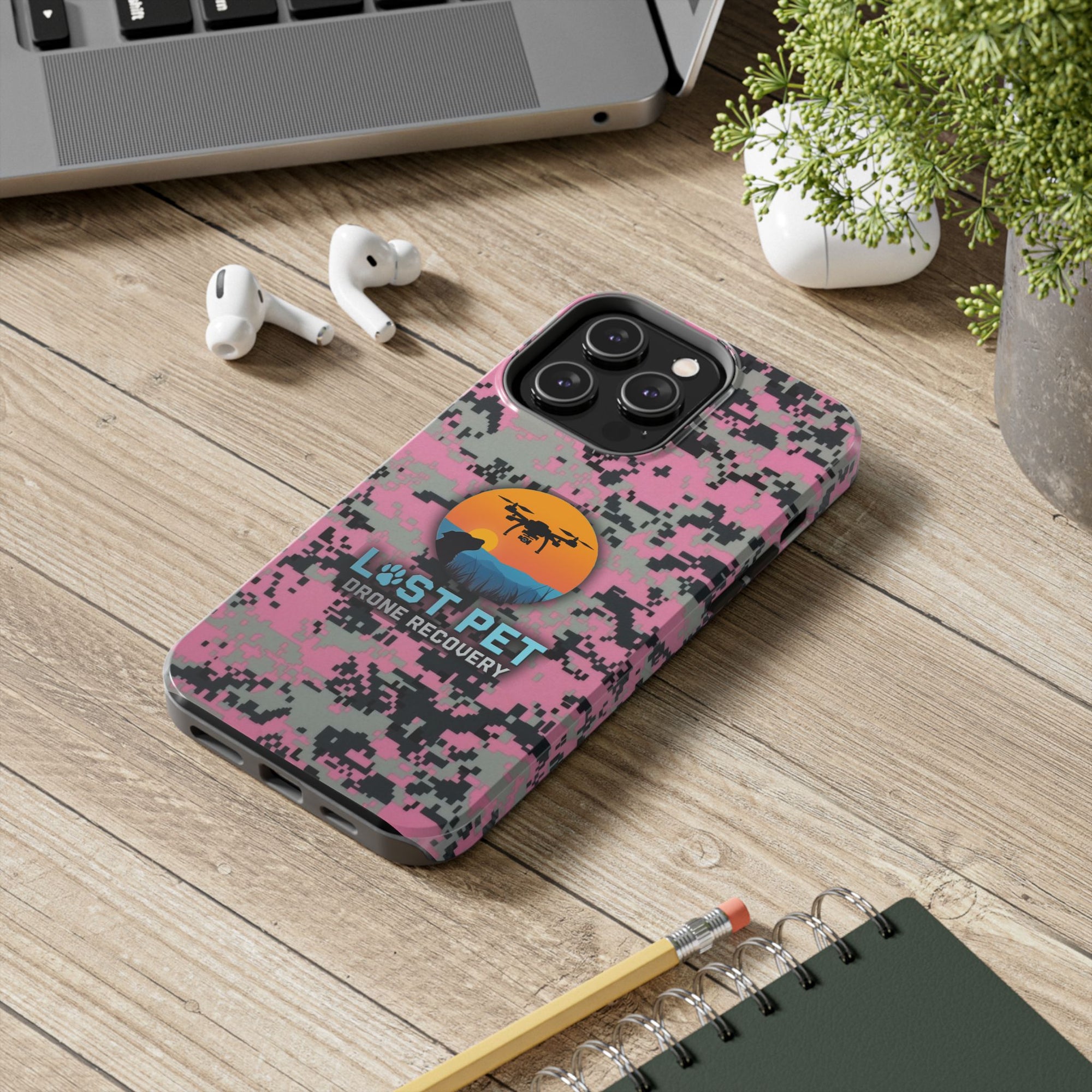 Lost Pet Drone Recovery Phone Case - Pink Camo