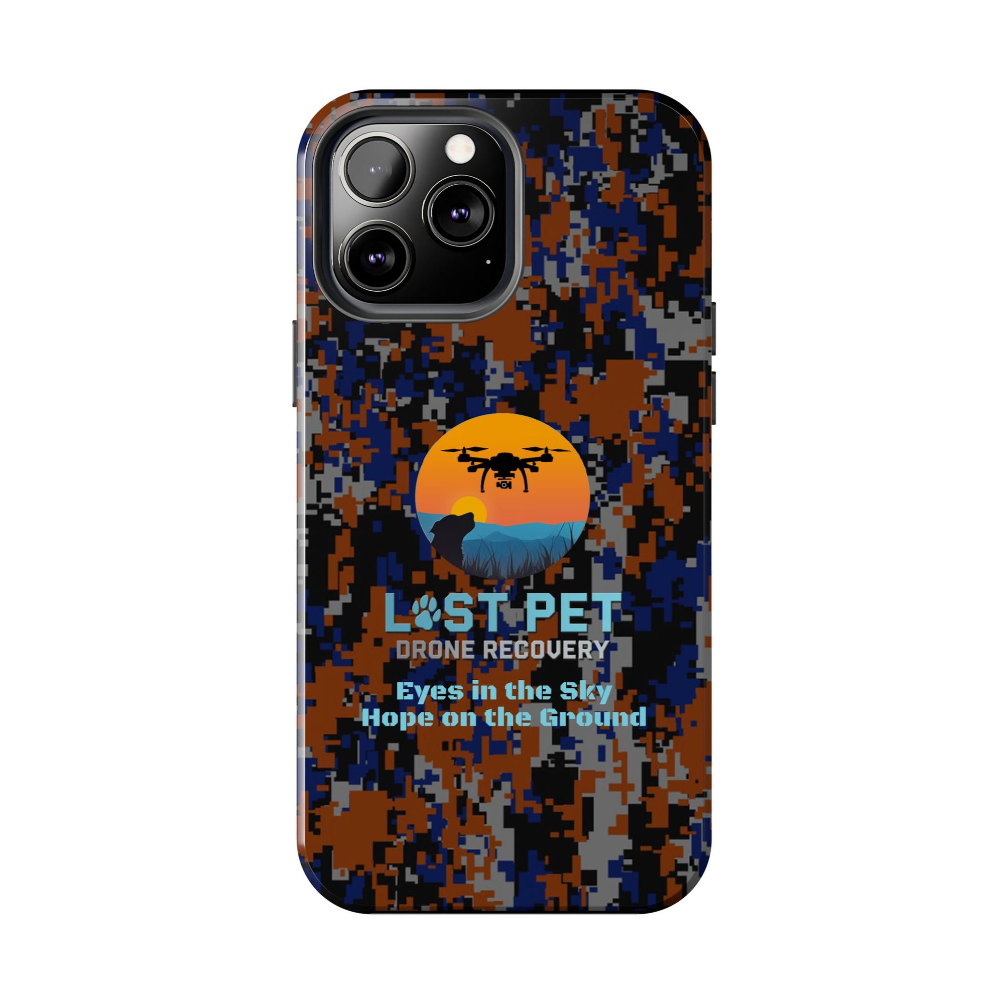 Lost Pet Drone Recovery Phone Case - Blue & Orange Camo
