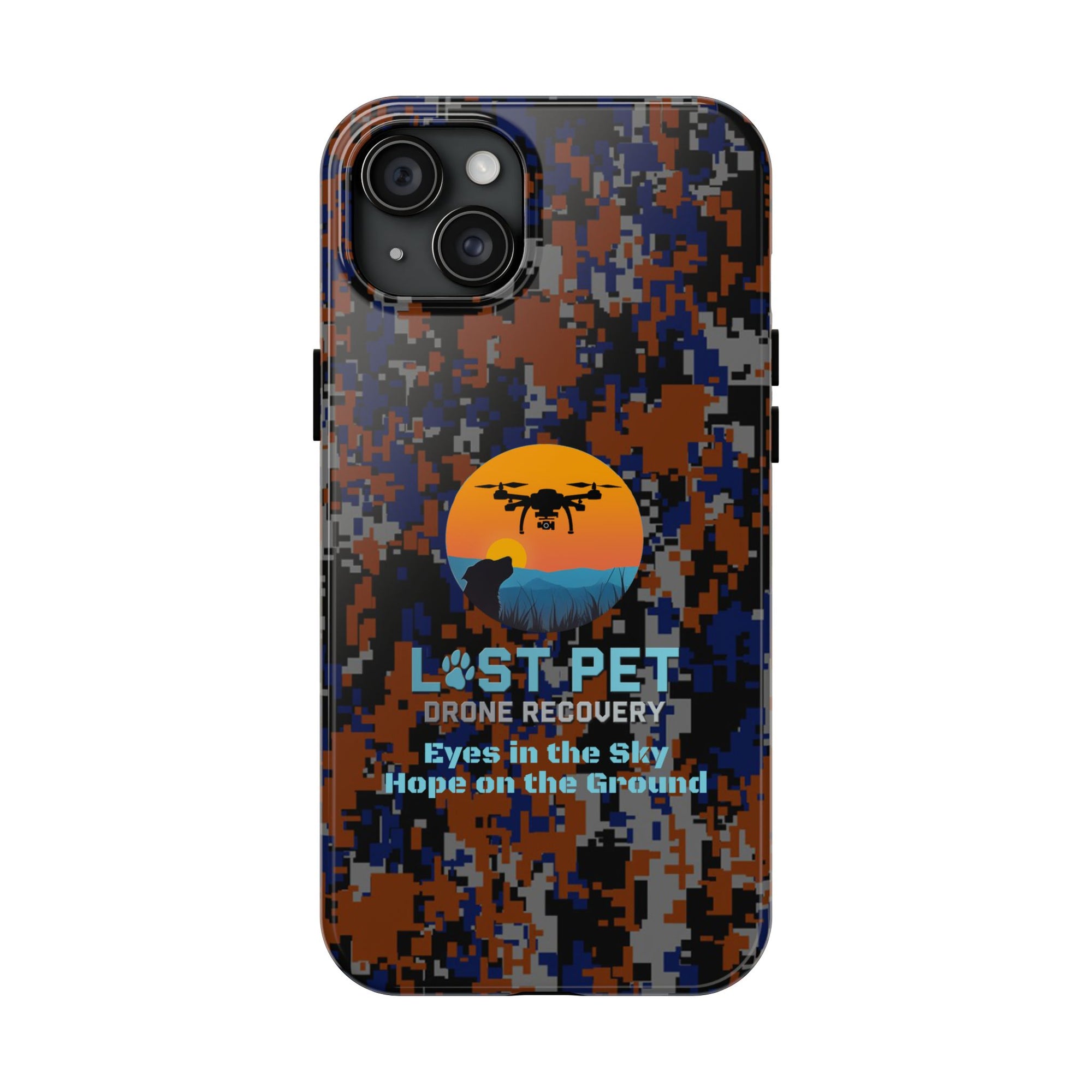 Lost Pet Drone Recovery Phone Case - Blue & Orange Camo