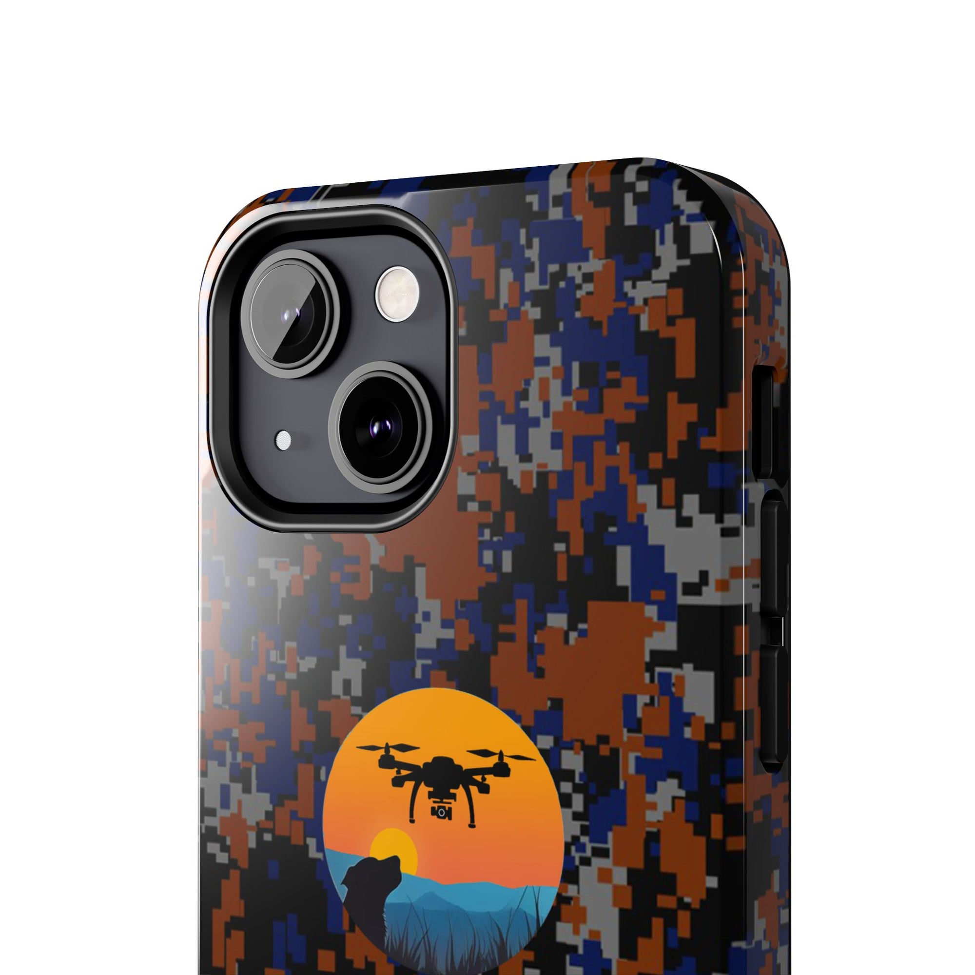 Lost Pet Drone Recovery Phone Case - Blue & Orange Camo